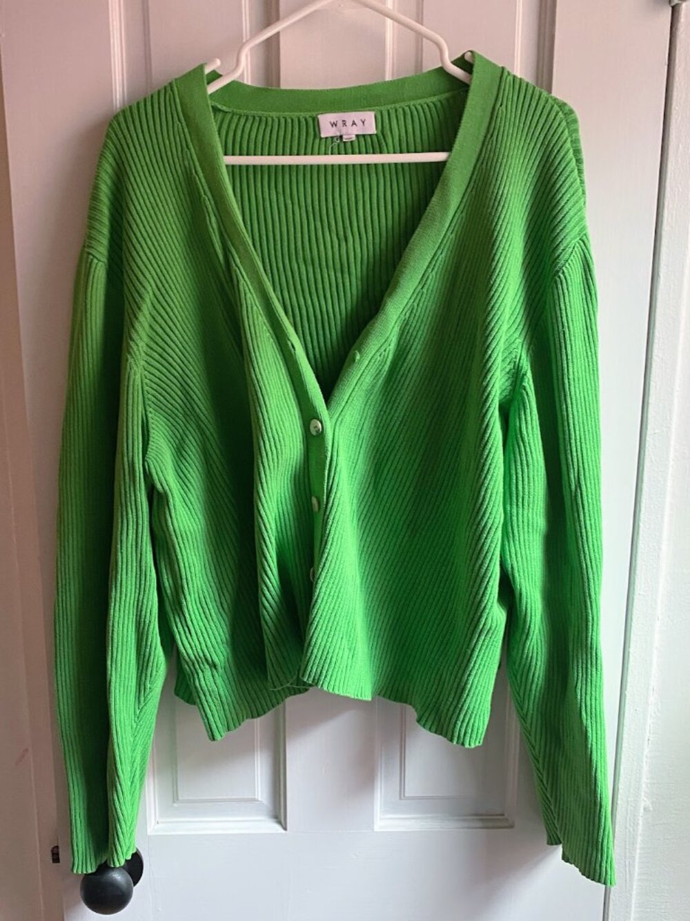 Wray NYC Gates Cardigan in Green Button Up Sweater Bell Sleeves Sz 3XL